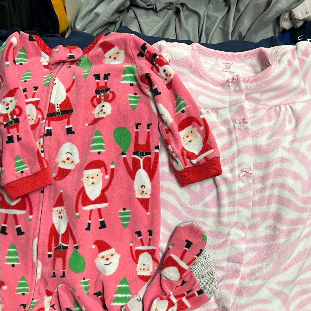 Carter's Pink Santa and Stripes Kids Pajama Set